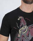 Mens Modern Fit Cotton Stretch Horse-Rider Print T-Shirt