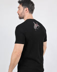 Mens Modern Fit Cotton Stretch Horse-Rider Print T-Shirt