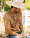 Mens Modern Fit Cotton Stretch Horse-Rider Print T-Shirt