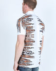 Mens Modern Fit Stretch Baroque Print Polo with Rhinestones