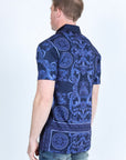 Mens Modern Fit Stretch Baroque Print Polo with Rhinestones