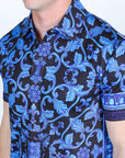 Mens Modern Fit Stretch Baroque Print Polo with Rhinestones