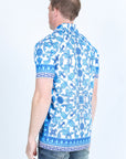 Mens Modern Fit Stretch Baroque Print Polo with Rhinestones