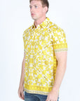 Mens Modern Fit Stretch Baroque Print Polo with Rhinestones
