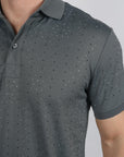 Mens Modern Fit Stretch Full Body Crystals Polo