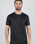Mens Modern Fit Stretch Henley T-Shirt with Logo
