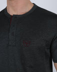 Mens Modern Fit Stretch Henley T-Shirt with Logo