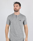 Mens Modern Fit Stretch Henley T-Shirt with Logo