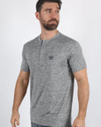 Mens Modern Fit Stretch Henley T-Shirt with Logo