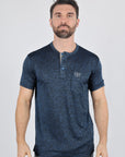 Mens Modern Fit Stretch Henley T-Shirt with Logo