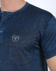Mens Modern Fit Stretch Henley T-Shirt with Logo