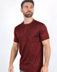 Mens Modern Fit Stretch Henley T-Shirt with Logo