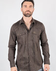 Mens Modern Fit Stretch Lurex Western Long Sleeve Shirt