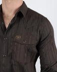 Mens Modern Fit Stretch Lurex Western Long Sleeve Shirt