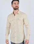 Mens Modern Fit Stretch Lurex Western Long Sleeve Shirt
