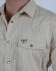 Mens Modern Fit Stretch Lurex Western Long Sleeve Shirt