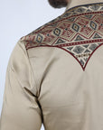 Mens Modern Fit Stretch Multi-Color Aztec Embroidery Shirt