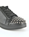 Mens Multi Fabric Low-Top Sneaker With Spikes