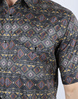 Mens Performance Classic Fit Western Short Sleeve Aztec Print Shirt