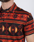 Mens Performance Fabric Modern Fit Stretch Aztec Print Polo