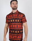 Mens Performance Fabric Modern Fit Stretch Aztec Print Polo