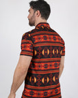 Mens Performance Fabric Modern Fit Stretch Aztec Print Polo