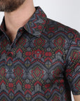 Mens Performance Fabric Modern Fit Stretch Aztec Print Polo