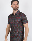 Mens Performance Fabric Modern Fit Stretch Aztec Print Polo