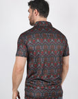 Mens Performance Fabric Modern Fit Stretch Aztec Print Polo