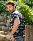 Mens Performance Fabric Modern Fit Stretch Cactus Print Polo