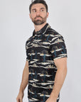 Mens Performance Fabric Modern Fit Stretch Cactus Print Polo