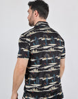 Mens Performance Fabric Modern Fit Stretch Cactus Print Polo