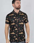 Mens Performance Fabric Modern Fit Stretch Cactus Print Polo
