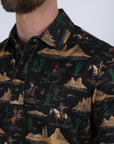 Mens Performance Fabric Modern Fit Stretch Cactus Print Polo
