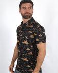Mens Performance Fabric Modern Fit Stretch Cactus Print Polo