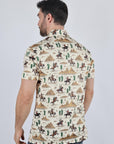 Mens Performance Fabric Modern Fit Stretch Cactus Print Polo