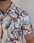 Mens Performance Fabric Modern Fit Stretch Rodeo Print Polos