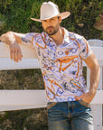 Mens Performance Fabric Modern Fit Stretch Rodeo Print Polos