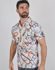 Mens Performance Fabric Modern Fit Stretch Rodeo Print Polos