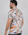 Mens Performance Fabric Modern Fit Stretch Rodeo Print Polos