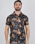 Mens Performance Fabric Modern Fit Stretch Rodeo Print Polos