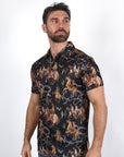 Mens Performance Fabric Modern Fit Stretch Rodeo Print Polos