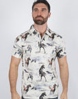 Mens Performance Fabric Modern Fit Stretch Rodeo Print Polos