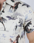 Mens Performance Fabric Modern Fit Stretch Rodeo Print Polos