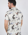 Mens Performance Fabric Modern Fit Stretch Rodeo Print Polos