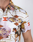 Mens Performance Fabric Modern Fit Stretch Rodeo Print Polos