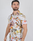 Mens Performance Fabric Modern Fit Stretch Rodeo Print Polos