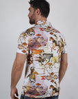 Mens Performance Fabric Modern Fit Stretch Rodeo Print Polos