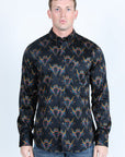 Mens Satin Cotton/Spandex Modern Fit Long Sleeve Shirt