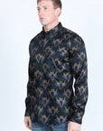 Mens Satin Cotton/Spandex Modern Fit Long Sleeve Shirt